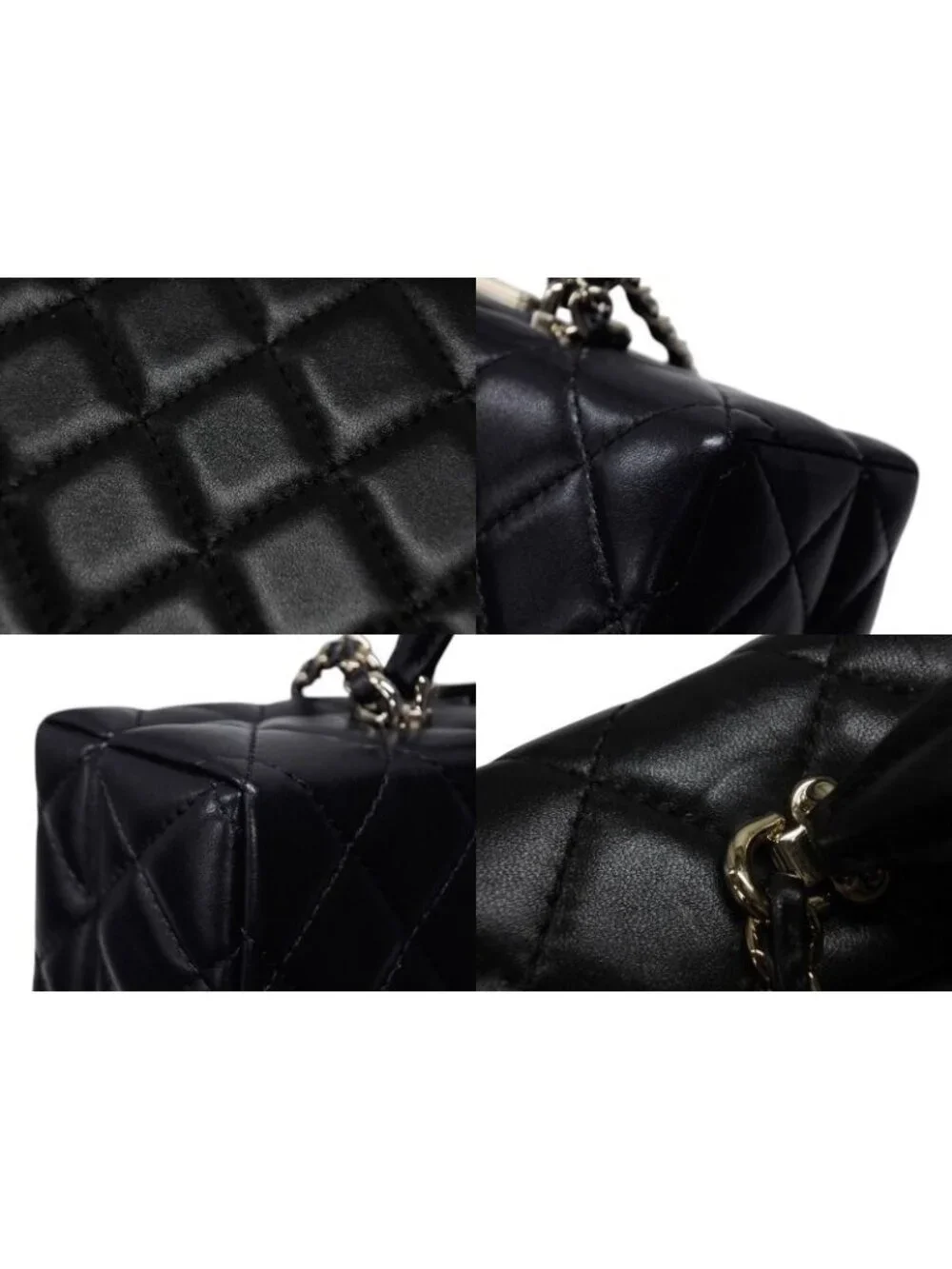 Chanel CC Logo Quilted Chain Shoulder Handbag Lambskin Black